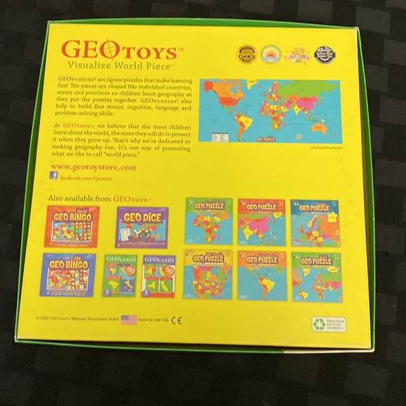 Homeschool Early Learning GEOToys World Puzzle - Picture 3 of 3